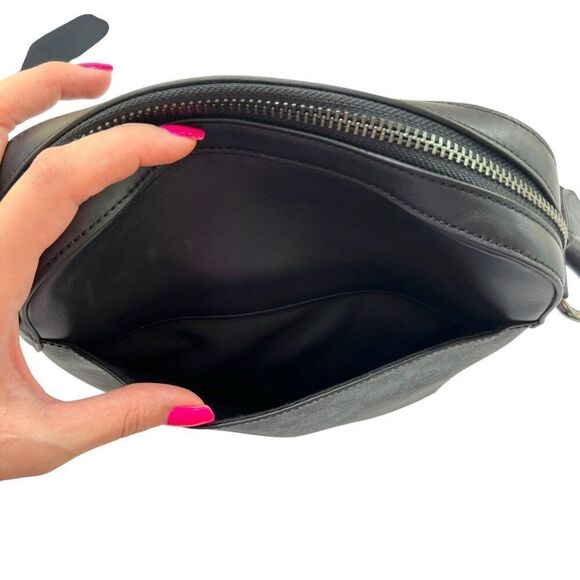 Coach NWOT Houston Crossbody Bag Signature Coated Canvas and Leather Black - Picture 13 of 15